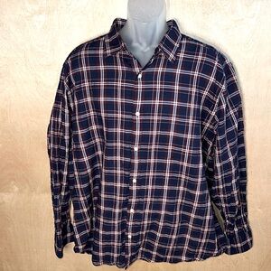 Men's Charles Tyrwitt Navy and Red Plaid Shirt